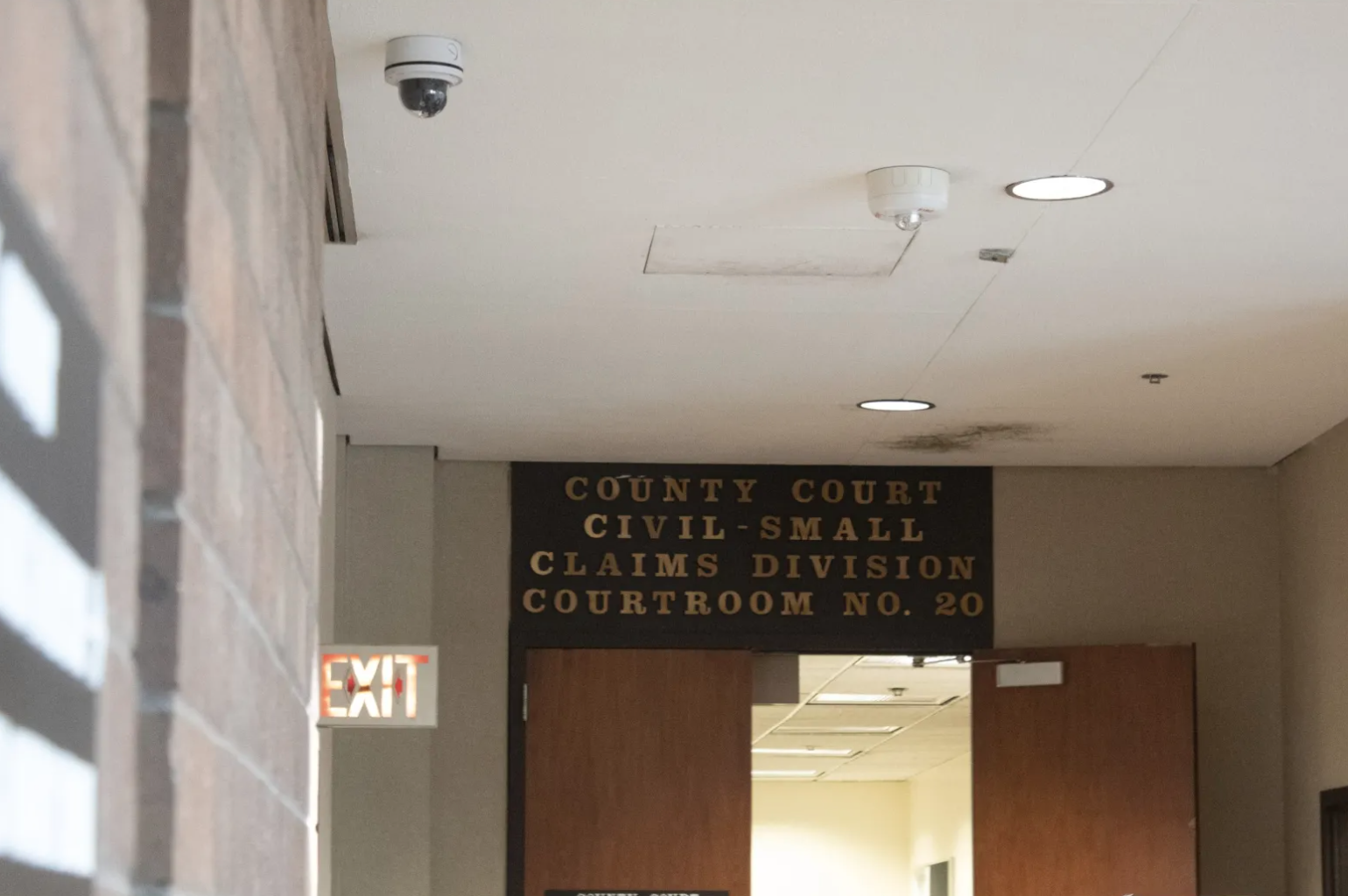 Sign for courtroom 20 at the Douglas County courthouse