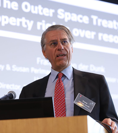 Professor Frans Von der Dunk presents on a panel at the University of Arizona event