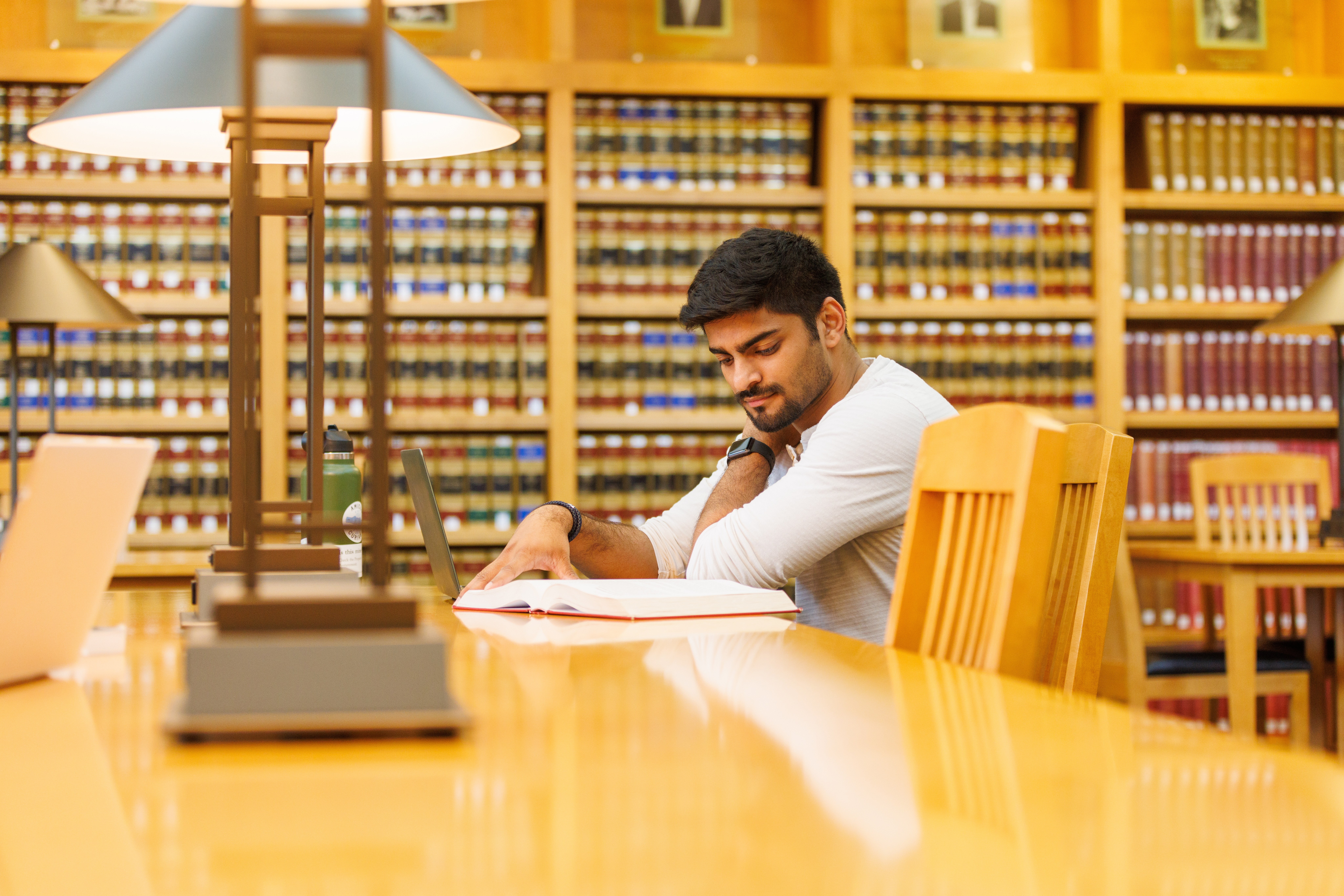 Student Studying in Law Library