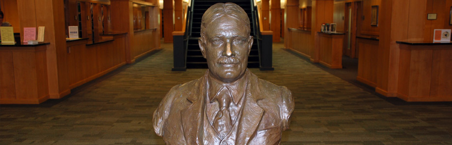 Statue bust in library