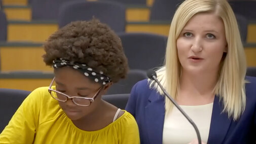 Woman and child in court