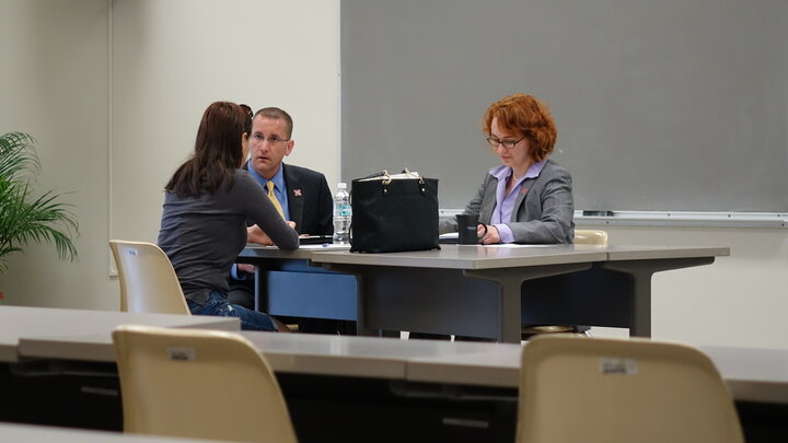 Nebraska law students Rick Tast and Katie Joseph compete in the final round of the 2014 International Client Consultation Competition, in Puerto Rico. The team placed second overall.