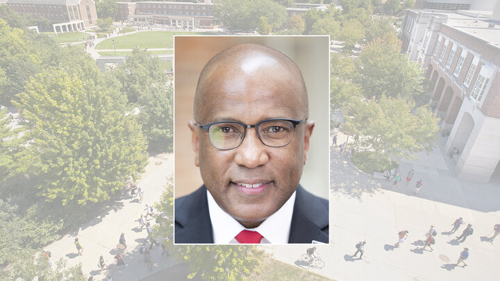 Color portrait of Harry L. Williams, president and CEO of the Thurgood Marshall College Fund, on a campus background.