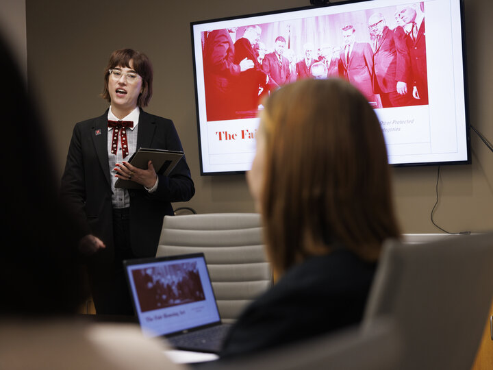 Woman gives a presentation