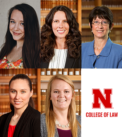 Clinic staff headshots with College of Law logo